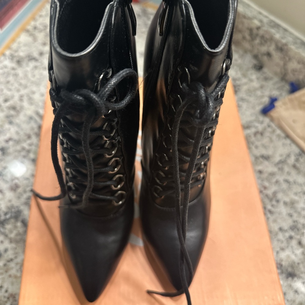 PUBLIC DESIRE Black lace up boots with pointed toe SIZE 8 WORN ONCE